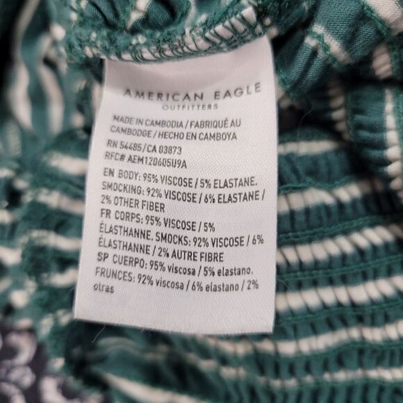 NWOT American Eagle Soft & Sexy Green & White Striped V-Neck Cropped Tank Top - Picture 4 of 5